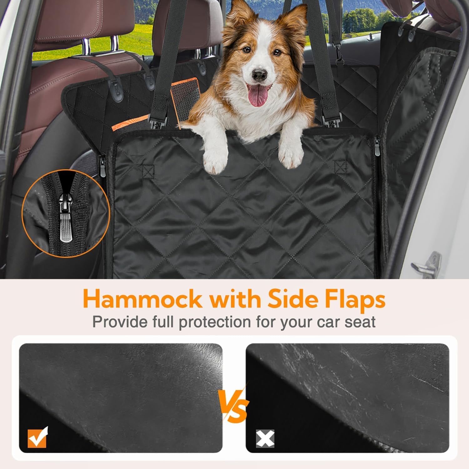 Heavy-Duty Waterproof Dog Car Seat Cover for Back Seat – Hammock Style with Mesh Window, Anti-Scratch and Nonslip Protector for Cars, Trucks, and SUVs