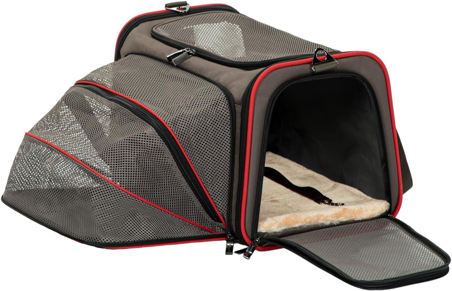 Expandable Cat Carrier Dog Carriers,Airline Approved Soft-Sided Portable Pet Travel Washable Carrier for Kittens,Puppies,Removable Soft Plush Mat and Pockets,Locking Safety Zippers