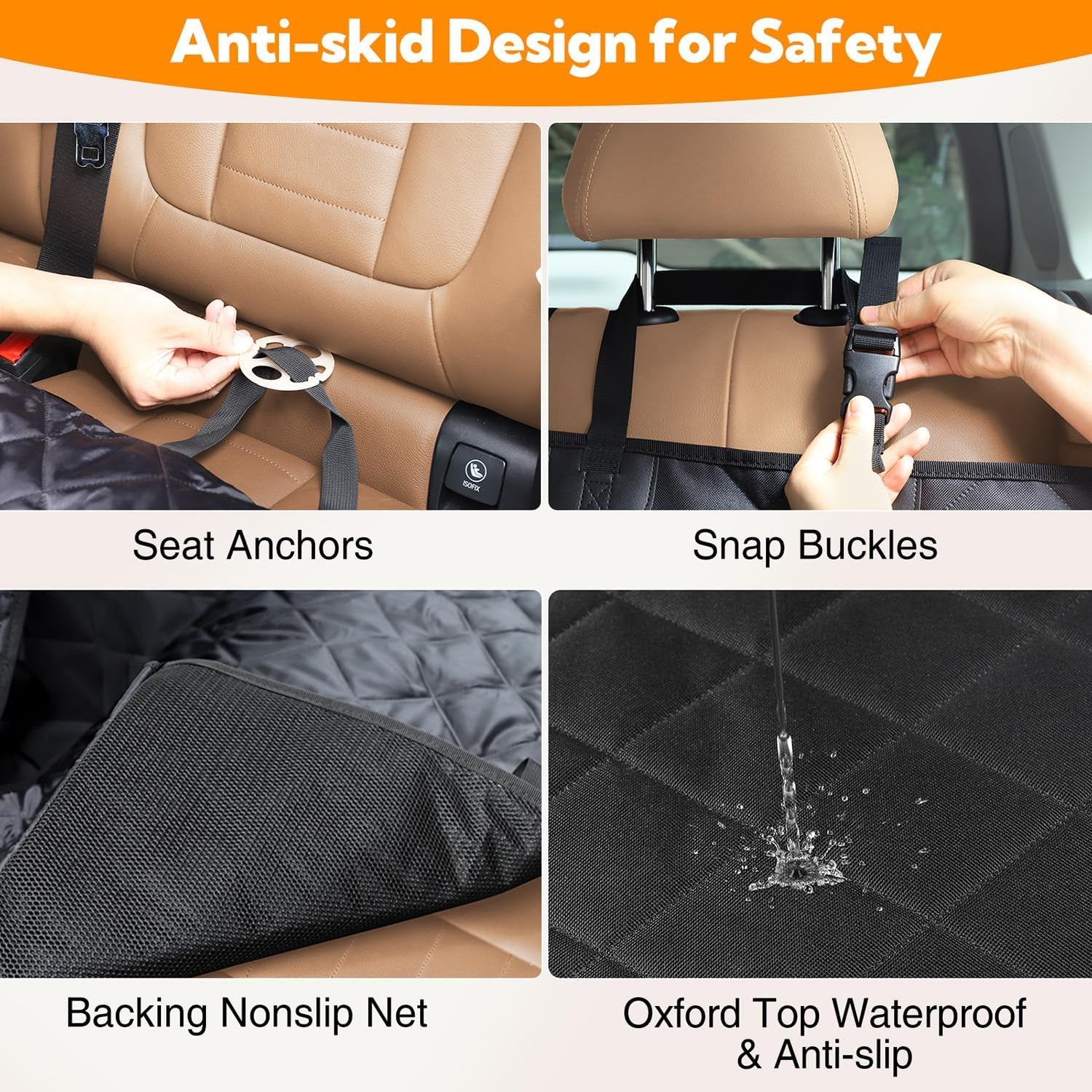 Heavy-Duty Waterproof Dog Car Seat Cover for Back Seat – Hammock Style with Mesh Window, Anti-Scratch and Nonslip Protector for Cars, Trucks, and SUVs