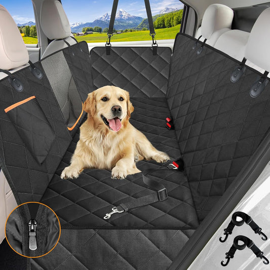 Heavy-Duty Waterproof Dog Car Seat Cover for Back Seat – Hammock Style with Mesh Window, Anti-Scratch and Nonslip Protector for Cars, Trucks, and SUVs